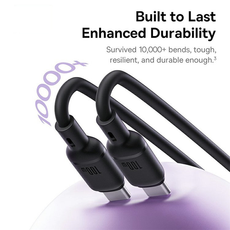 BASEUS New Pudding Series 1.5m Type-C to 2x USB-C 100W Fast Charging Cable Data Wire - Black