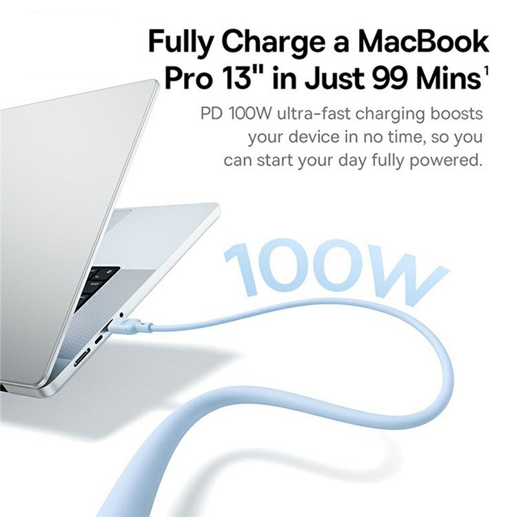 BASEUS New Pudding Series 1.5m Type-C to 2x USB-C 100W Fast Charging Cable Data Wire - Blue