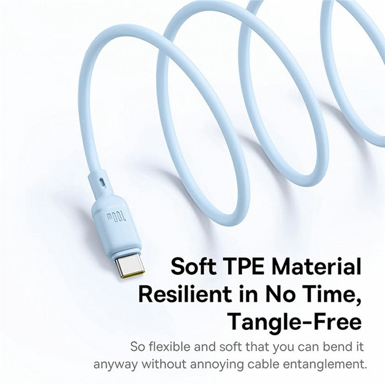 BASEUS New Pudding Series 1.5m Type-C to 2x USB-C 100W Fast Charging Cable Data Wire - Blue