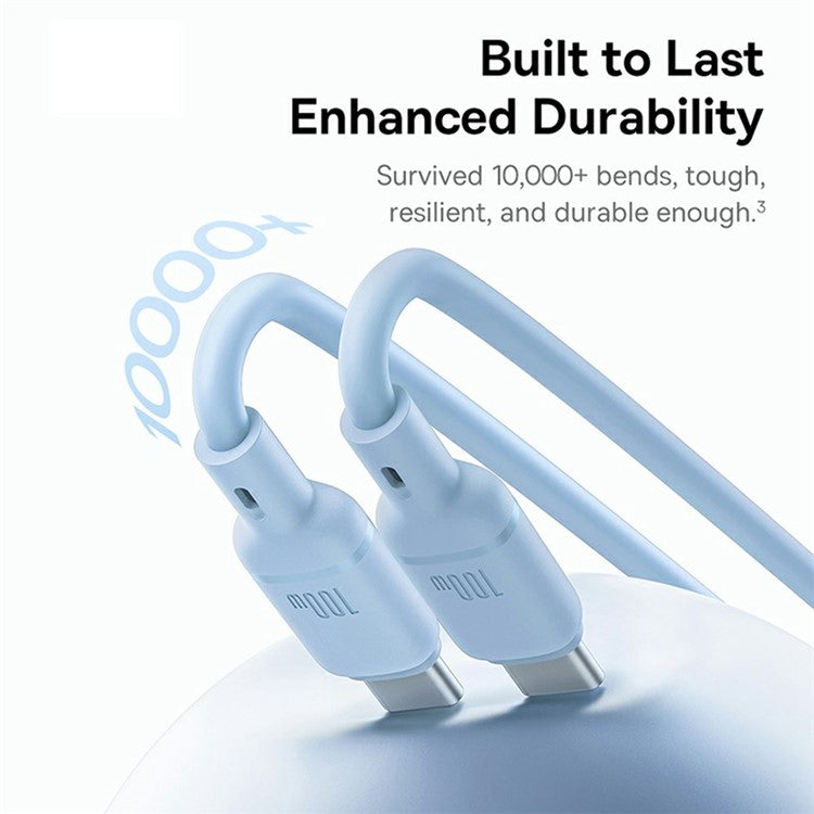 BASEUS New Pudding Series 1.5m Type-C to 2x USB-C 100W Fast Charging Cable Data Wire - Blue