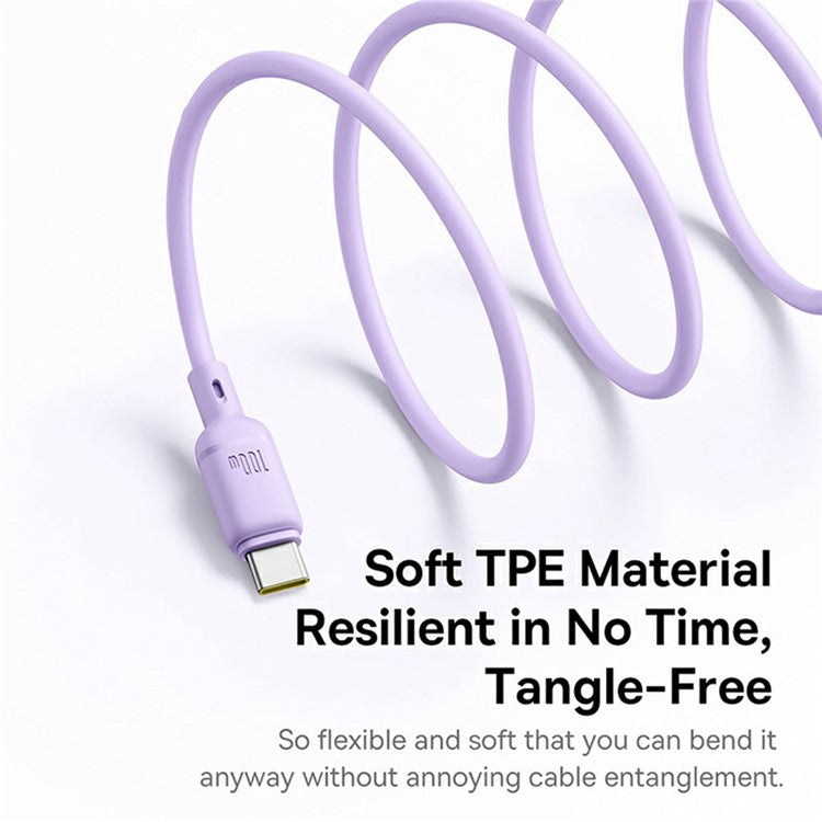 BASEUS New Pudding Series 1.5m Type-C to 2x USB-C 100W Fast Charging Cable Data Wire - Purple