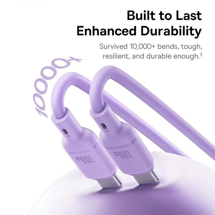 BASEUS New Pudding Series 1.5m Type-C to 2x USB-C 100W Fast Charging Cable Data Wire - Purple