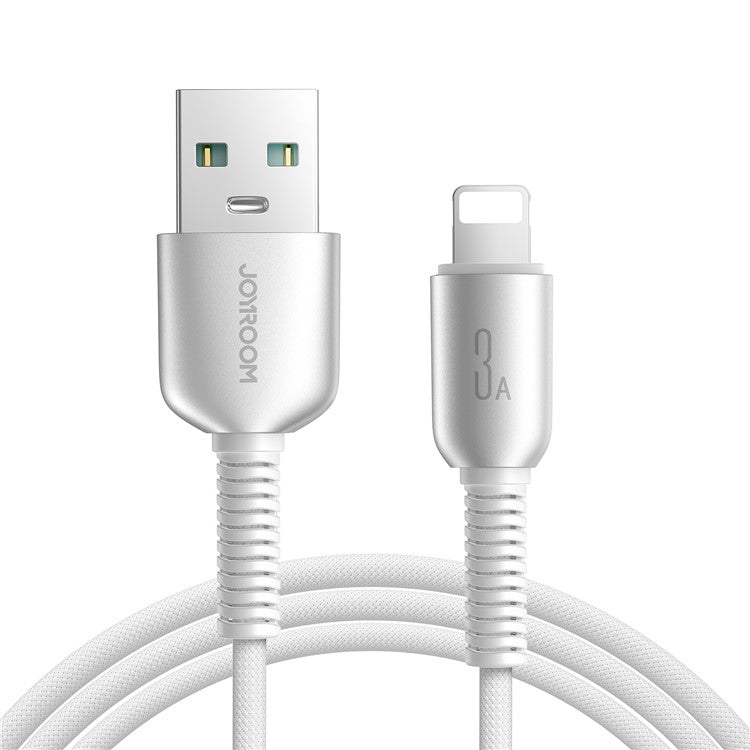 JOYROOM S-A51 1.2m USB-A to Lightning 3A Fast Charging Cable Braided Data Cord - Light Grey