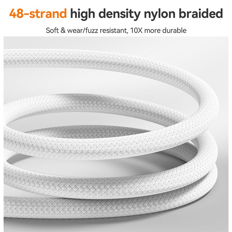 JOYROOM S-A51 1.2m USB-A to Lightning 3A Fast Charging Cable Braided Data Cord - Light Grey
