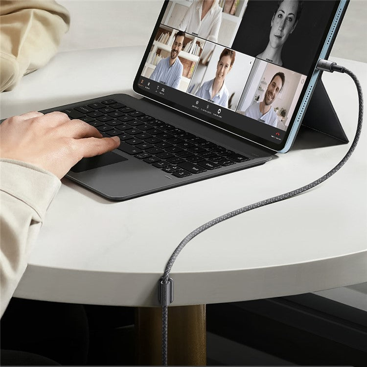 JOYROOM S-A50 1.2m Type-C to Lightning 30W Fast Charging Data Cable with Magnetic Cable Holder - Dark Grey