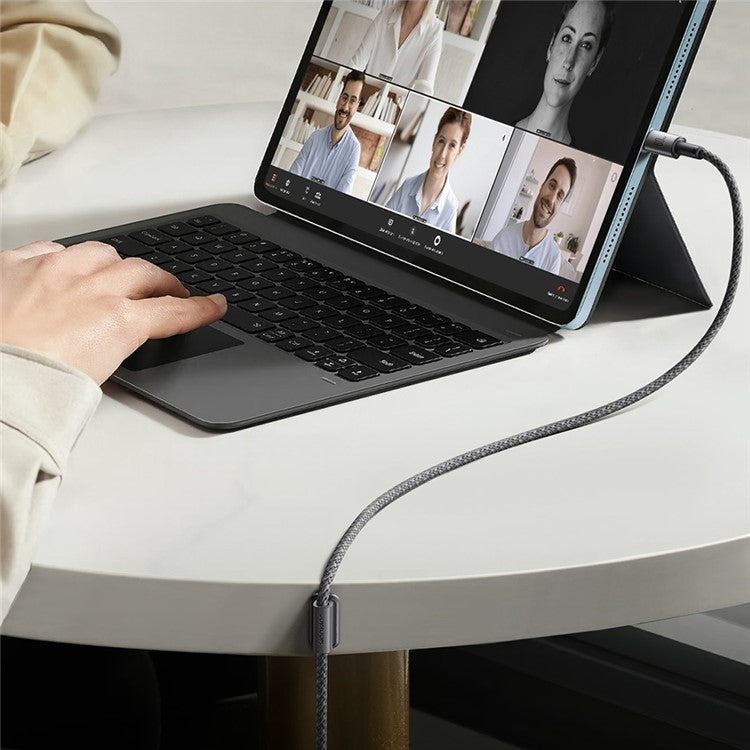 JOYROOM S-A50 1.2m Type-C to Type-C 60W Fast Charging Data Cable with Magnetic Cable Holder for iPhone 16-15 Series - Dark Grey