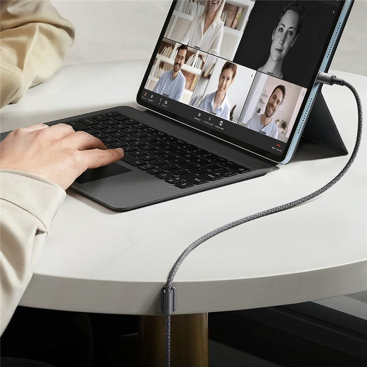 JOYROOM S-A50 1.2m USB-A to Type-C 3A Fast Charging Data Cable with Magnetic Cable Holder for iPhone 16-15 Series - Dark Grey