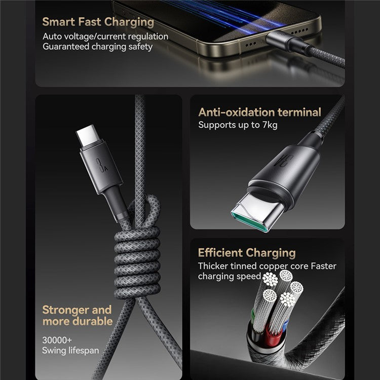 JOYROOM S-A50 1.2m USB-A to Type-C 3A Fast Charging Data Cable with Magnetic Cable Holder for iPhone 16-15 Series - Dark Grey