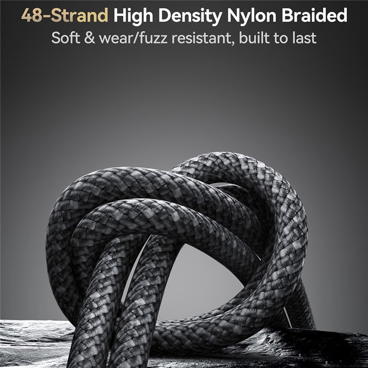 JOYROOM S-A50 1.2m USB-A to Type-C 3A Fast Charging Data Cable with Magnetic Cable Holder for iPhone 16-15 Series - Dark Grey