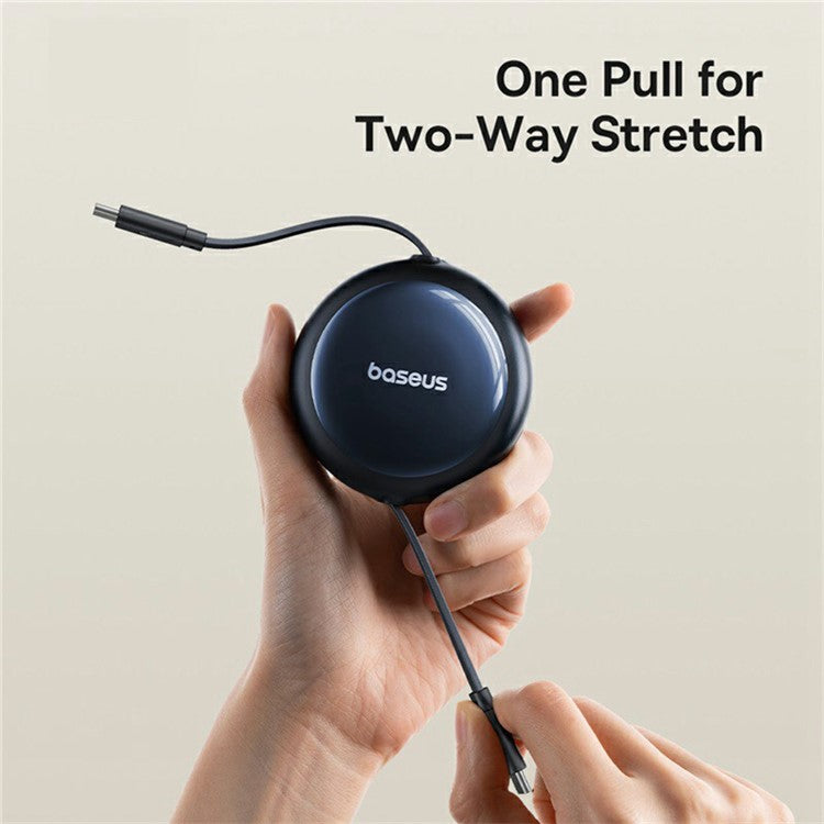 BASEUS Nomos USB-C to USB-C Retractable 100W Fast Charging Cable 1.5m, Black