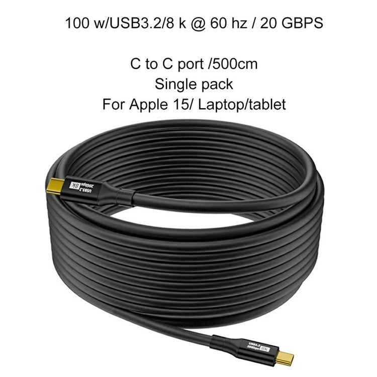 5m USB 3.2 Type-C PD 100W Fast Charging Cable 20Gbps Transmission 8K / 60Hz Screen Projection Wire