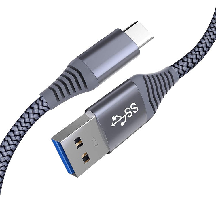 For iPhone 15 Series USB 3.0 to USB-C Fast Charging Nylon Braid Charging Cable, 1.2m - Grey