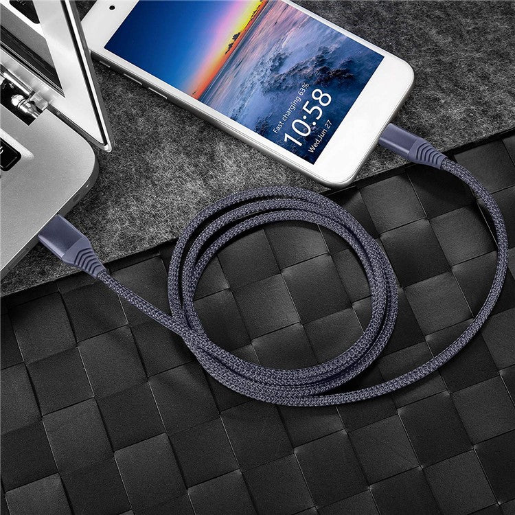For iPhone 15 Series USB 3.0 to USB-C Fast Charging Nylon Braid Charging Cable, 1.2m - Grey