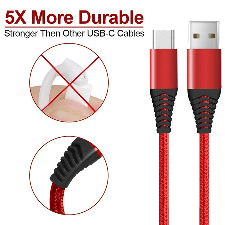 For iPhone 15 Series USB 3.0 to USB-C Fast Charging Nylon Braid Charging Cable, 1.2m - Red