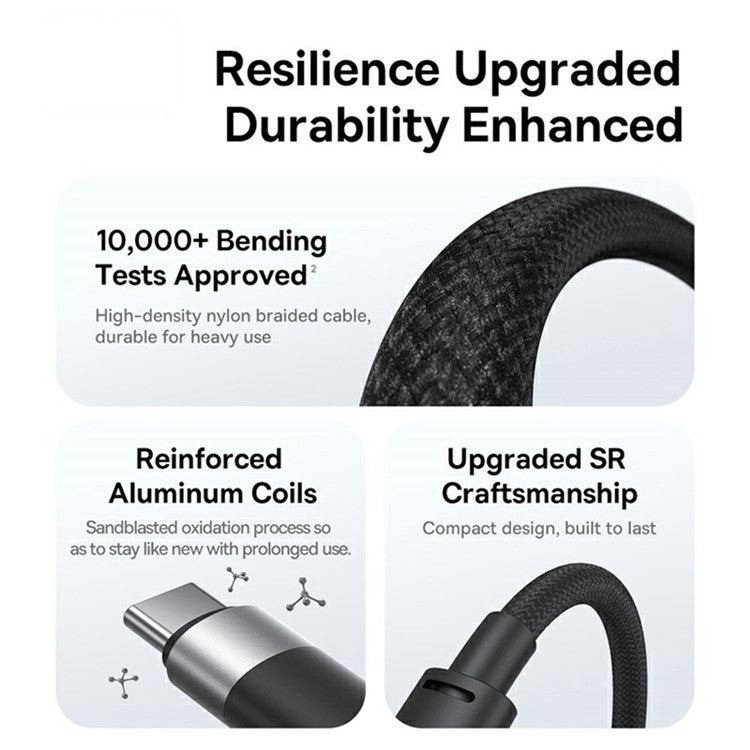 BASEUS Starspeed One-For-Three USB-A to Type-C+Ip+Micro 100W Fast Charging Cable Compatible with 7.5W - Black