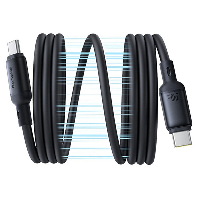 BASEUS Picogo 1m Magnetic Liquid Silicone Fast Charging Cable USB-C to USB-C 240W Data Cord - Black