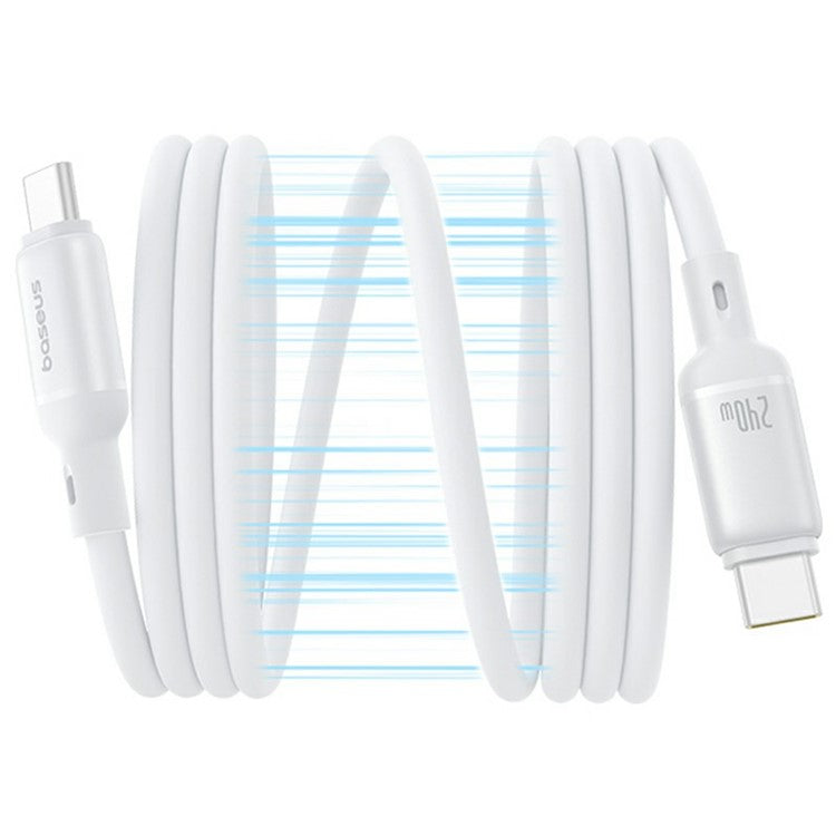 BASEUS PicoGo 1m Magnetic Liquid Silicone Fast Charging Cable USB-C to USB-C 240W Data Cord - White
