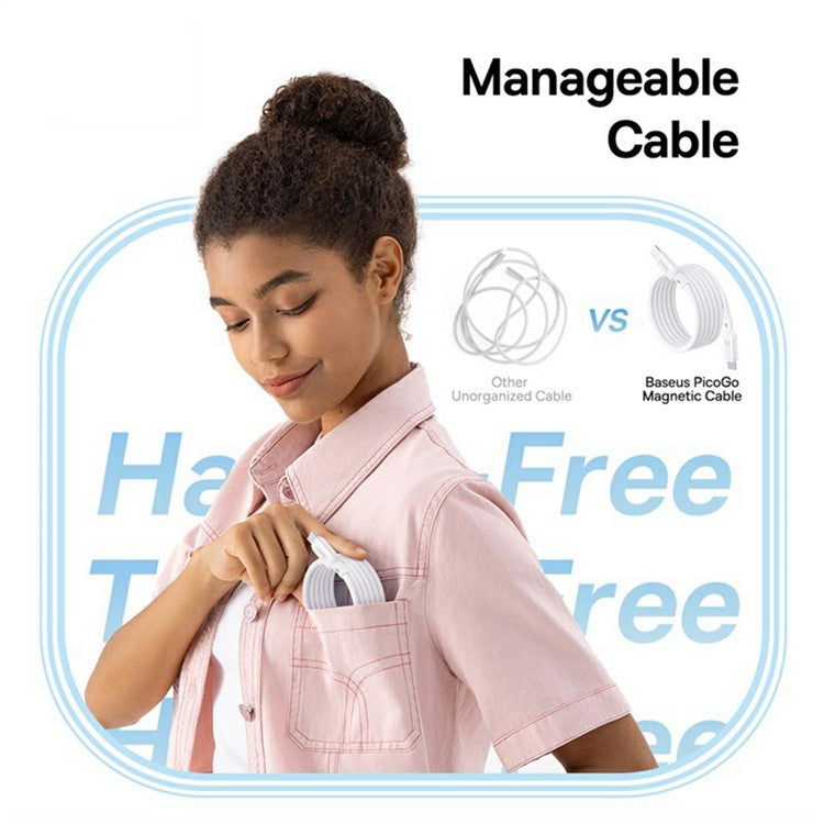 BASEUS PicoGo 1m Magnetic Liquid Silicone Fast Charging Cable USB-C to USB-C 240W Data Cord - White