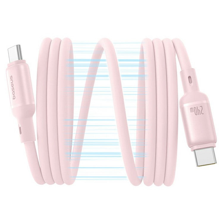 BASEUS PicoGo 1m Magnetic Liquid Silicone Fast Charging Cable USB-C to USB-C 240W Data Cord - Pink