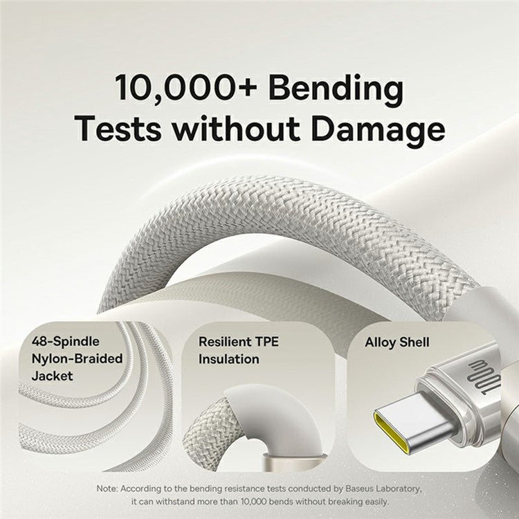 BASEUS 1m Titanium Alloy 100W Fast Charging Cable USB-A to USB-C Nylon Braided Wire