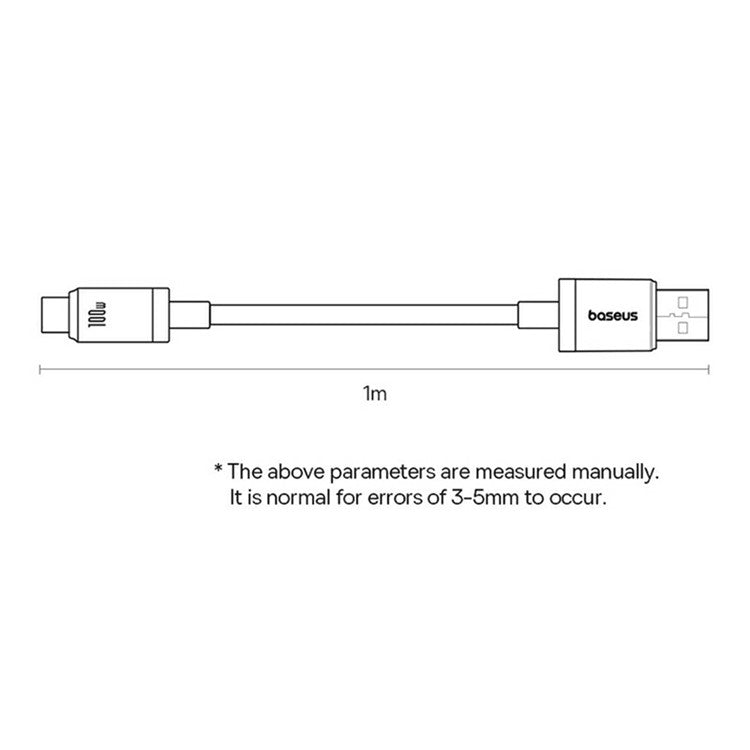 BASEUS 1m Titanium Alloy 100W Fast Charging Cable USB-A to USB-C Nylon Braided Wire