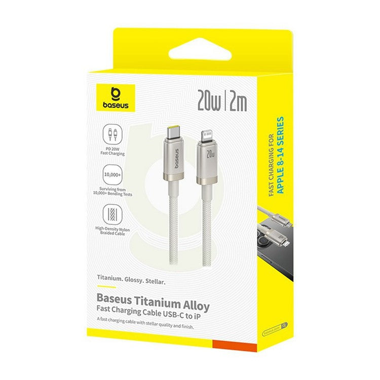 BASEUS 2m Titanium Alloy 20W Fast Charging USB-C to iP Data Cable Nylon Braided Wire