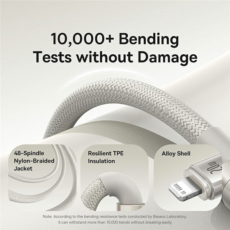 BASEUS 1m Titanium Alloy 20W Fast Charging USB-C to iP Data Cable Nylon Braided Wire