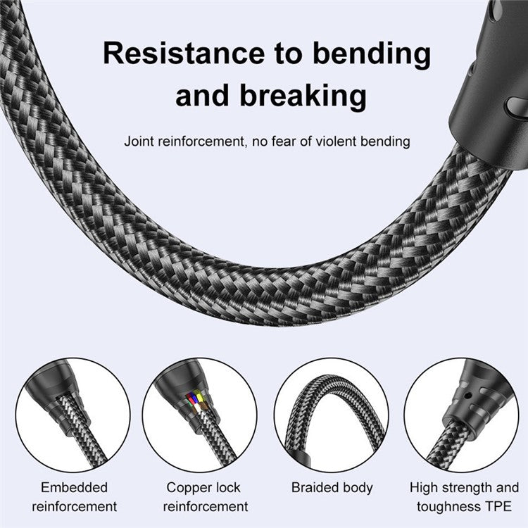 USLION US0203 1.8m Type-C to iP / Type-C / Micro Rotatable Connector Magnetic Charging Cable 240W Data Cable
