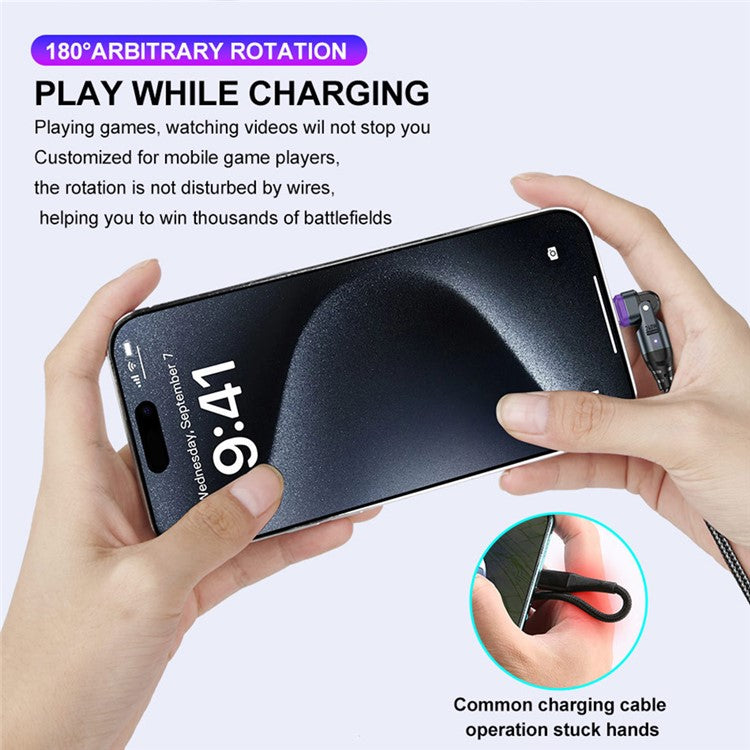 USLION US0203 1.8m 180-Degree Rotatable Connector 240W Data Cable Magnetic Charging Cable - USB-C To iP