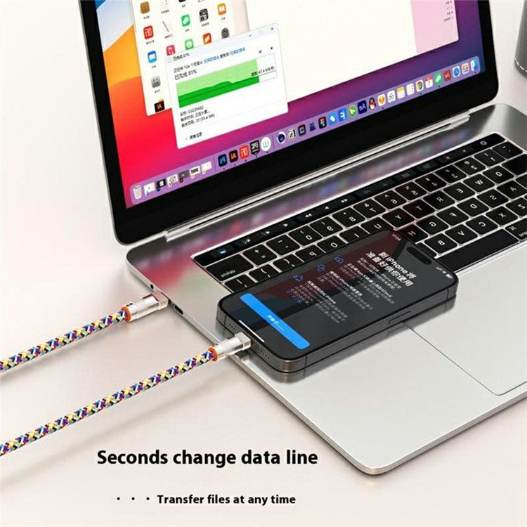 90cm 2-in-1 PD 66W Type-C Charging Cable Cell Phone Neck Lanyard Data Cable with Zinc Alloy Buckle, Tether Tab - Orange