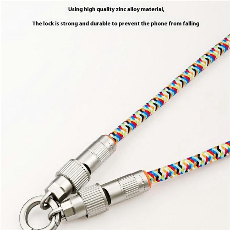 90cm 2-in-1 PD 66W Type-C Charging Cable Cell Phone Neck Lanyard Data Cable with Zinc Alloy Buckle, Tether Tab - Orange