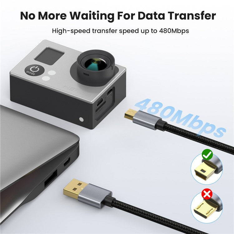 1.8m USB 2.0 to Mini B Male Charger Cord USB Mini to USB Charging Cable for PS3 Controller / MP3 Player / Camera