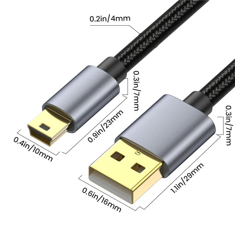 1.8m USB 2.0 to Mini B Male Charger Cord USB Mini to USB Charging Cable for PS3 Controller / MP3 Player / Camera