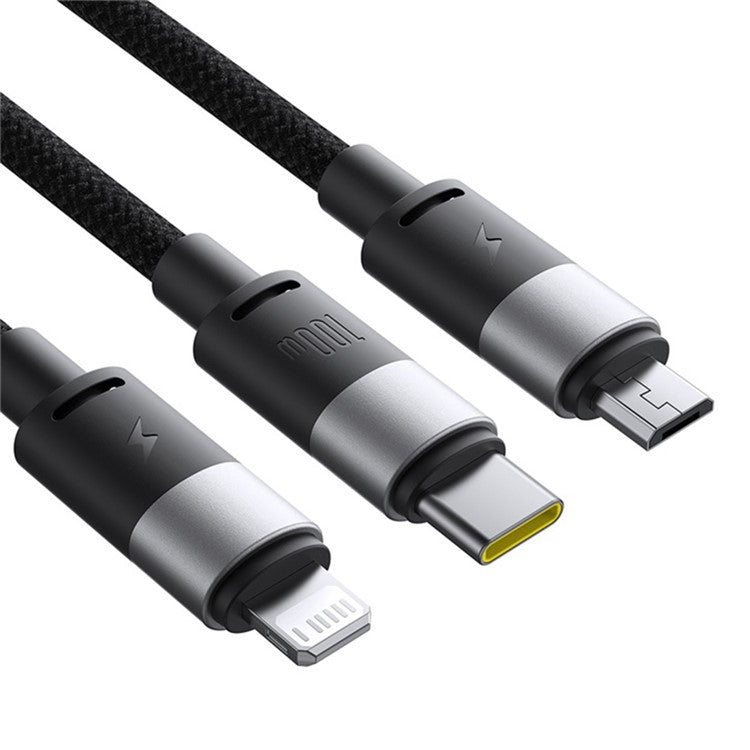 BASEUS Starspeed One-For-Three Fast Charging Cable USB-A to Type-C+Lightning+Micro Compatible with 100W / 18W - Black