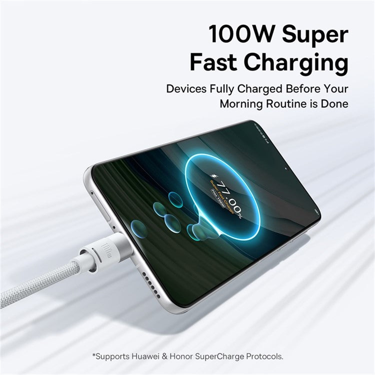 BASEUS StarSpeed One-for-Three Fast Charging Cable USB-A to Type-C+Lightning+Micro Compatible with 100W / 18W - White