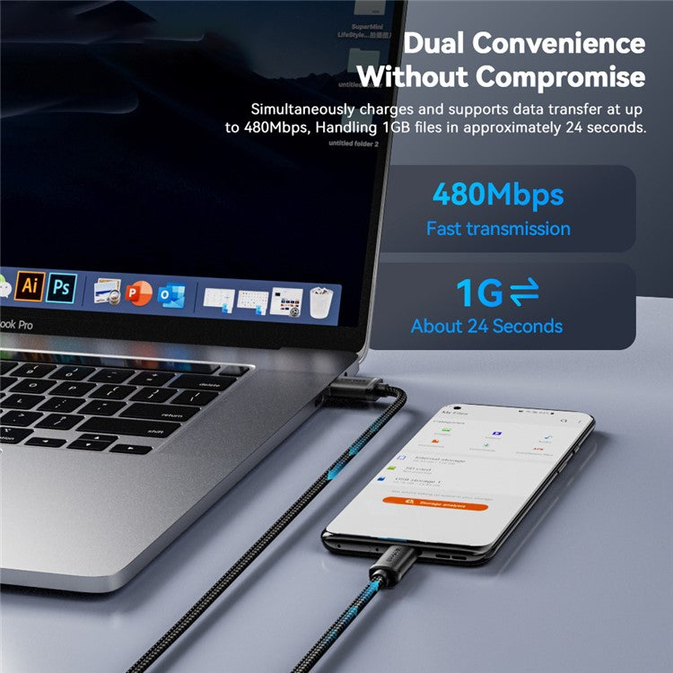 ESSAGER ES-X60 1m USB to Micro Phone Charging Cable Braided Data Cable