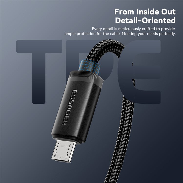 ESSAGER ES-X60 3m USB to Micro Phone Charging Cable Braided Data Cable