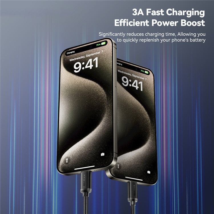 ESSAGER ES-X60 1m USB to Type-C Phone Charging Cable 3A Braided Data Cable
