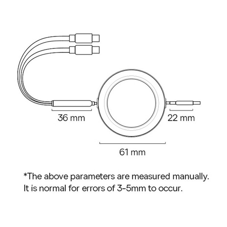 BASEUS Bright Mirror Series 1m Fast Charging Data Cable Type-C to C+C 100W Retractable Cable - Black