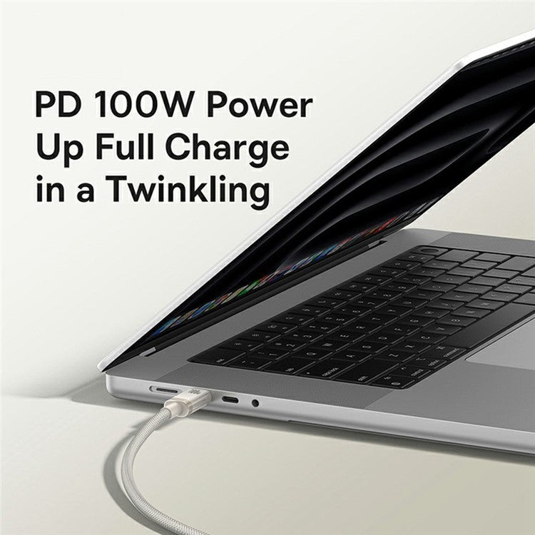 BASEUS 1m Titanium Alloy Fast Charging Cable USB-C to USB-C 100W Nylon Braided Wire