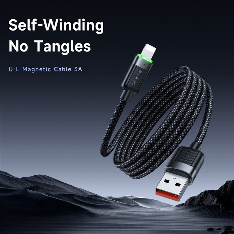 MCDODO CA-6000 1.2m USB-A to Lightning Magnetic Charging Cable Self-Winding Data Cord