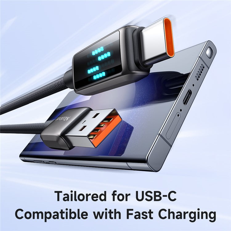 MCDODO CA-2350 1.2m USB-A to Type-C 6A Fast Charging Data Cable Charging Speed Visible