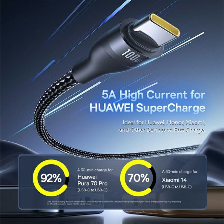 BASEUS Flash Series 3 Two-For-Three Fast Charging Cable USB + Type-C to Type-C + Type-C + Lightning 100W 1.5m, Black