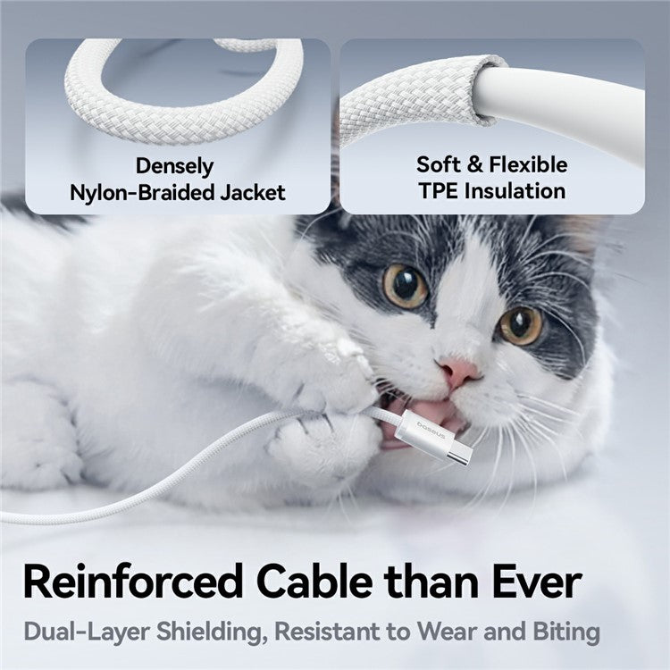 BASEUS Dynamic 4 1m USB-C to USB-C PC + Nylon Braided PD 100W Fast Charging Cable - White