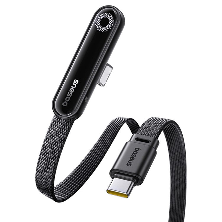 BASEUS MVP 3 1m PD 20W Fast Charging Type-C to iP 90 Degree Elbow Nylon Braided Data Cable - Black