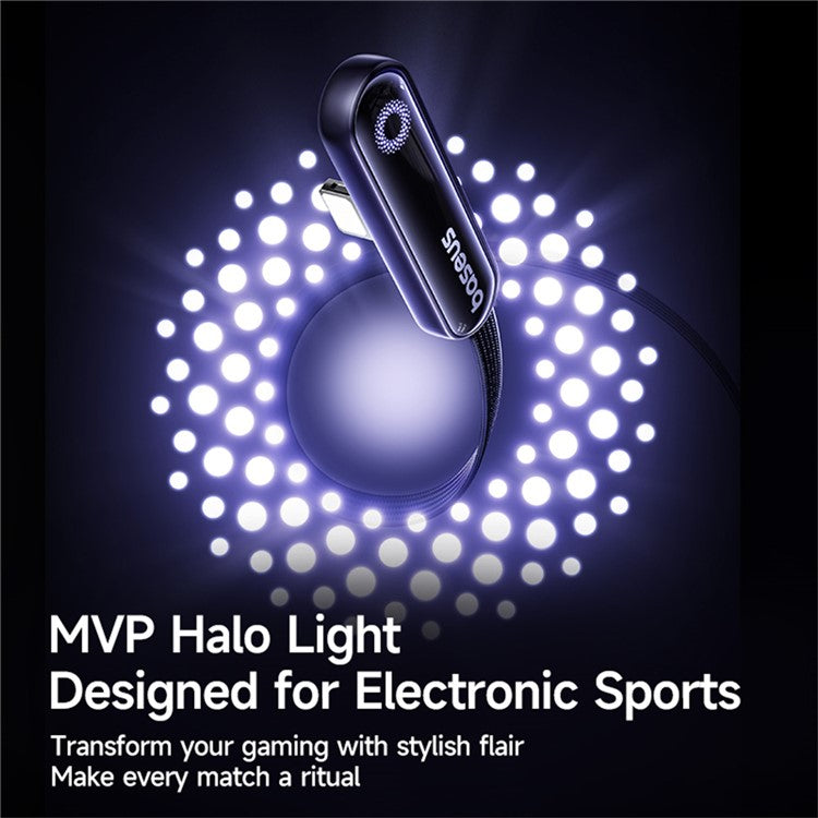 BASEUS MVP 3 1m PD 20W Fast Charging Type-C to iP 90 Degree Elbow Nylon Braided Data Cable - Black