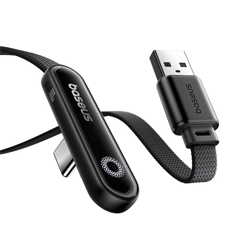 BASEUS MVP 3 1m 100W Fast Charging USB to Type-C 90 Degree Elbow Nylon Braided Data Cable - Black