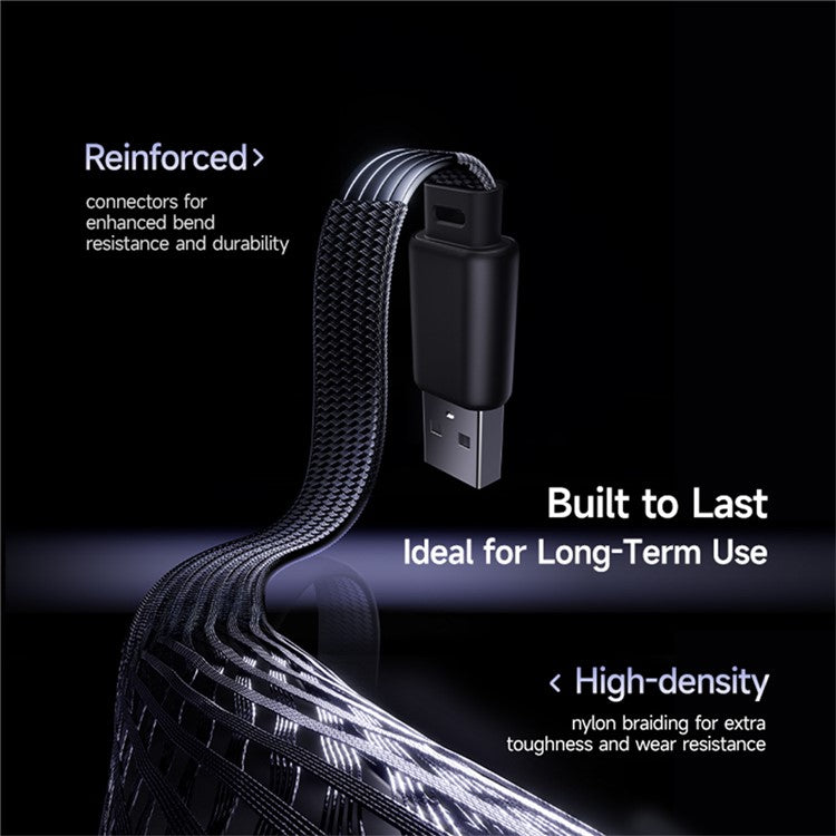 BASEUS MVP 3 2m 2.4A Fast Charging USB-A to Lightning 90 Degree Elbow Nylon Braided Data Cable - Black