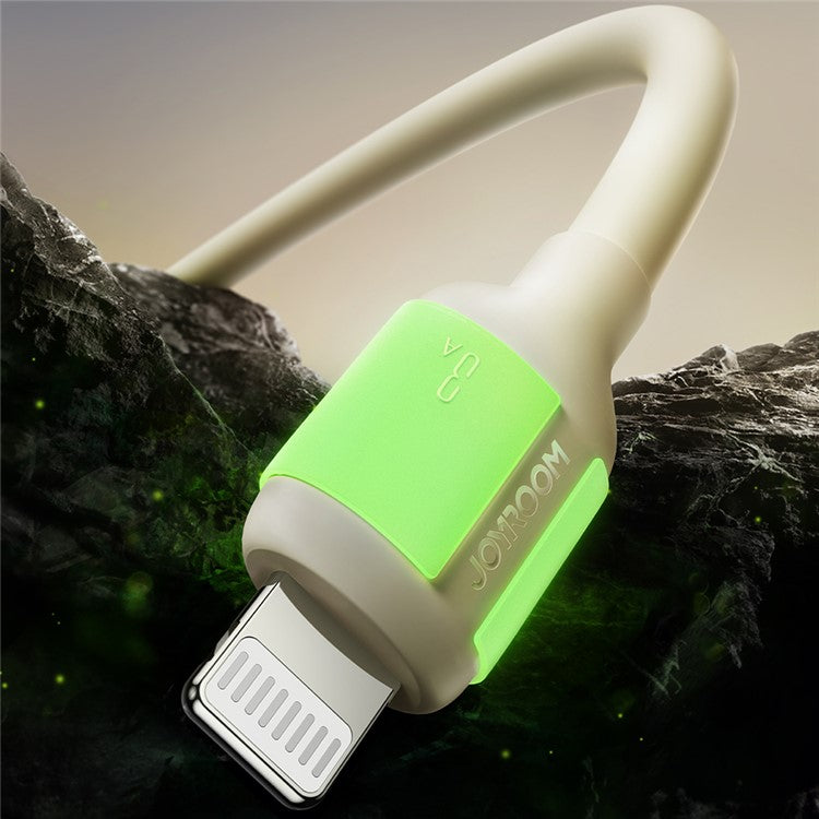 JOYROOM S-A53 2m USB-A to Lightning 3A Fast Charging Cable Liquid Silicone Fluorescent Data Cord