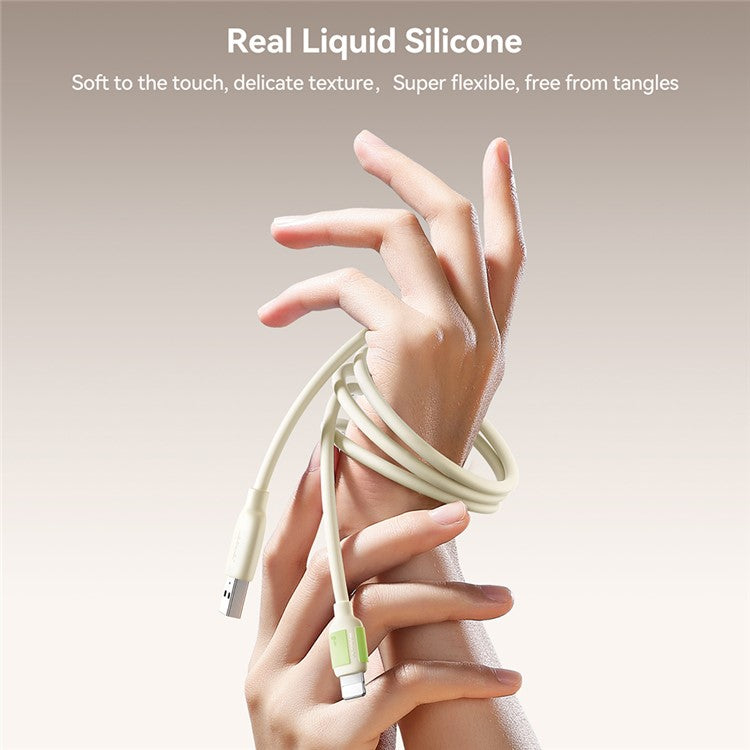 JOYROOM S-A53 1.2m USB-A to Lightning 3A Fast Charging Cable Liquid Silicone Fluorescent Data Cord